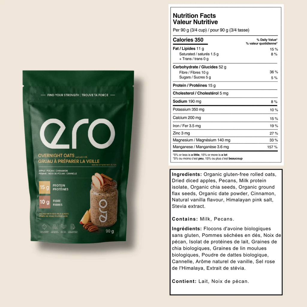 ero Apple, Pecan & Cinnamon overnight oats nutrition facts and ingredients