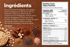 Liste des ingrédients et tableau de la valeur nutritive pour le gruau ero Cacao, Noisettes et Dattes