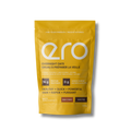 Bright yellow Ero Mango, Macadamia, Coconut & Lucuma Powder overnight oats package on a white background—high-protein, tropical superfood breakfast blend.